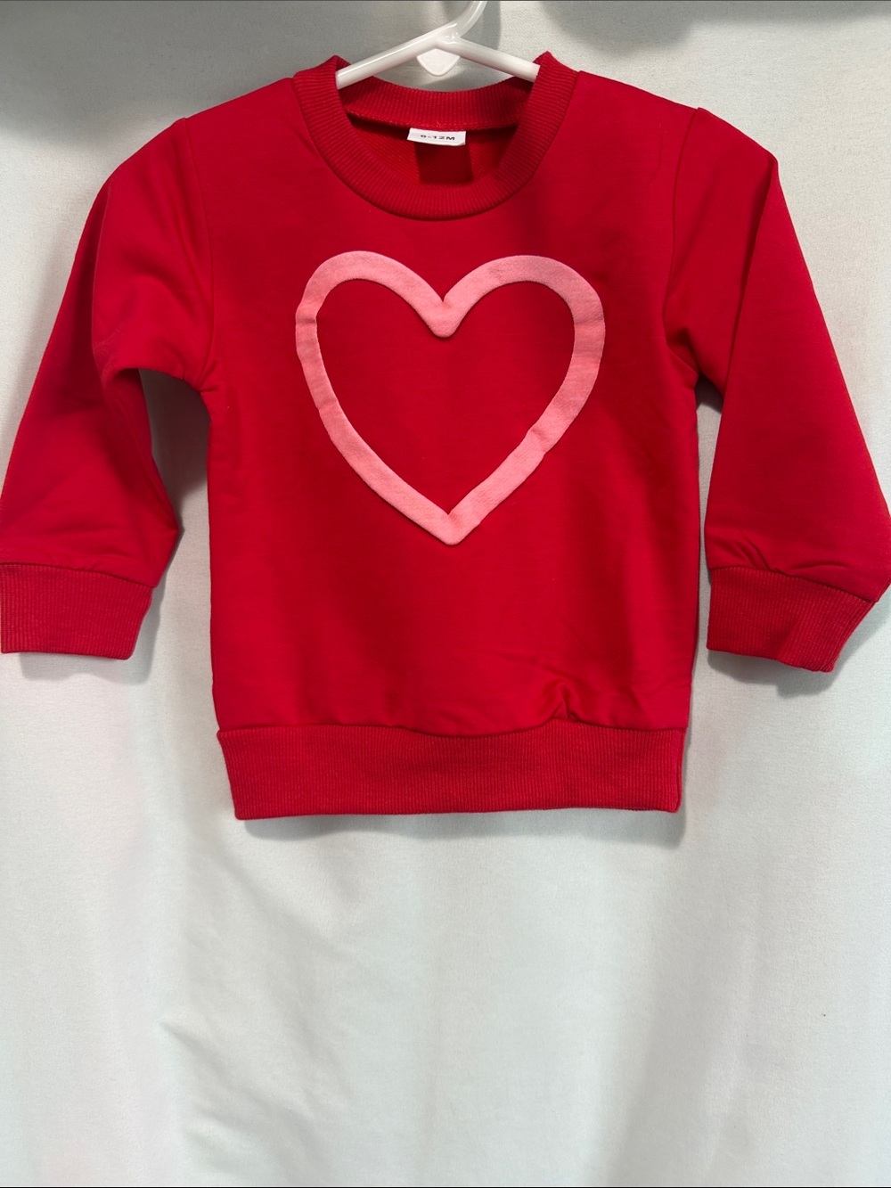 Girls' Red Heart Sweatshirt with Pink Heart Detail